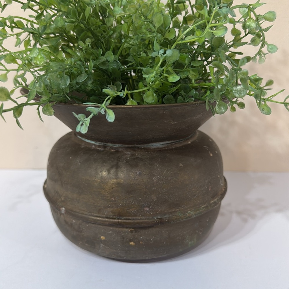 Vintage Brass Spittoon Planter Vase Bowl Metal Western Primitive Cottage Decor